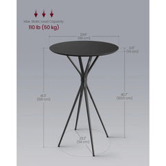 Set of 2 Bar Table,Round Cocktail Table,High Top Pub Bistro Table for Kitchen Dining,Home Bar,Living Room,23.6 x 23.6x41.3Inches