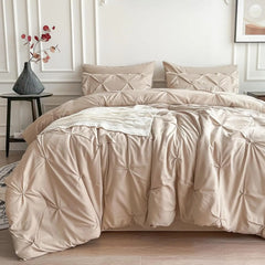 Maple&Stone California King Comforter Set, 7 Pieces Cal King Bed Set, Pinch Pleat Bed in a Bag Bedding Set with Comforter, Sheet