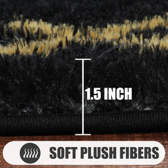 5x8 Rugs for Living Room Bedroom, Fluffy Black and Gold Area Rug, for Kids Girls Boys Teen Dorm Home Decor Aesthetic, Carpet