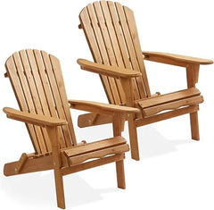 Folding Adirondack Chair, Set of 2 Cedar Wood Outdoor Fire Pit Lounge Chairs for Patio, Deck, Yard, Lawn and Garden Seating, Pa