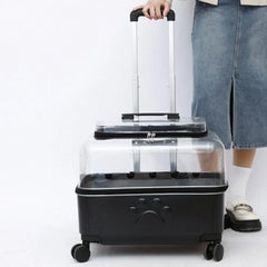 Cat Carrier with Wheels Transparent Pet Carrier Cat Trolley Case with Breathable Holes Large Cat Backpack for Travel Hiking