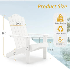 Adirondack Chairs Set of 4, White Poly Adirondack Chair, Modern Plastic Adirondack Fire Pit Chairs Weather Resistant for Patio,