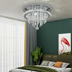 Crystal Chandelier Chrome Ceiling Lamps Led Flush Mount Stainless Steel Fixture Aisle Light Lustre Dining Room Living Room Decor