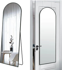 Door Hanging Full Length Mirror, Floor or Wall Mounted Metal Frame Arch Dressing Mirrors for Bedroom Bathroom Living Room