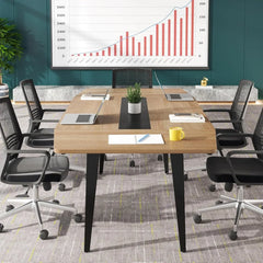 6FT Conference Table, 70.86L x 35.43W x 29.52H Inches Boat Shaped Meeting Table, Modern Seminar Table