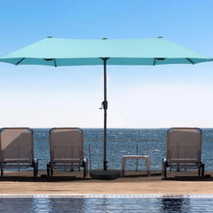 13Ft Large Patio Umbrella with Base Outdoor Double-Sided Market Extra Large Table Umbrella Easy Crank for Yard, Poolside