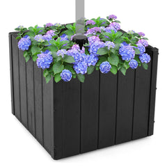 2-in-1 Outdoor Umbrella Base Planter w/Flower Box 4 Rolling Wheels 88 LBS Capacity