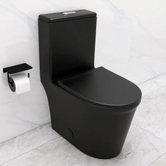 Compact One Piece Toilet 22.8" Depth Modern Short Design Dual Flush for Small Tiny Mini Bathroom 12" Rough-in,White