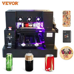 VEVOR A3 XP600 UV Printer Flatbed Automatic Label Printer Varnish Machine Quick Print for Bottles/Paper/Phone Case/PVC