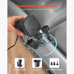 SucceBuy Car Air Mattress, Inflatable Car Camping Mattress, Flocking Thickened Travel Beds with Air Pump Fits Most SUV MPV Sedan