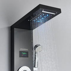 LED Shower Panel Tower System Rain Waterfall Shower Column With SPA Massage Temperature Screen athtub Water Mixer Tap Faucet Set