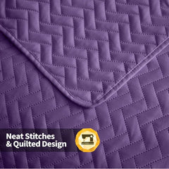 White Quilt Set Queen Size, Lightweight Bedspread Ultrasonic Chevron Pattern Light Coverlet for All Season Comforter Bedding