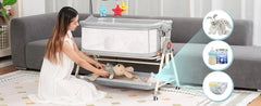 Baby Bassinet, Rocking Bassinet for Baby, 3 in 1 Bassinets Bedside Sleeper with Musical Toys, Bedside Bassinet for Baby