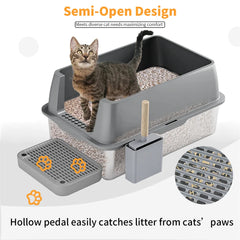 XXL Stainless Steel Cat Litter Box Enclosed Puppy Cat Litter Tray with Lid Large Litter Pan High Wall Side Easy Cleaning Toilet