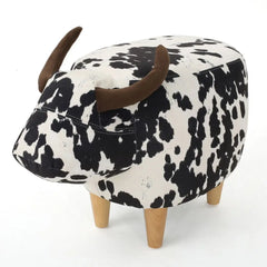 Velvet Cow-Shaped Ottoman – Cute Footstool with Cushioned Seat for Playroom & Porch