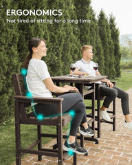 Tall Adirondack Chairs Set of 2, Balcony Adirondack Chairs Set, Outdoor Bar Height Barstools Chair Set  Bistro Poolside, Garden