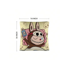 Funny Labubu Throw Pillow Cover, The Monsters Decorative Square Pillowcase Throw Cushion Case for Bedroom,Living Room,18x18 Inch