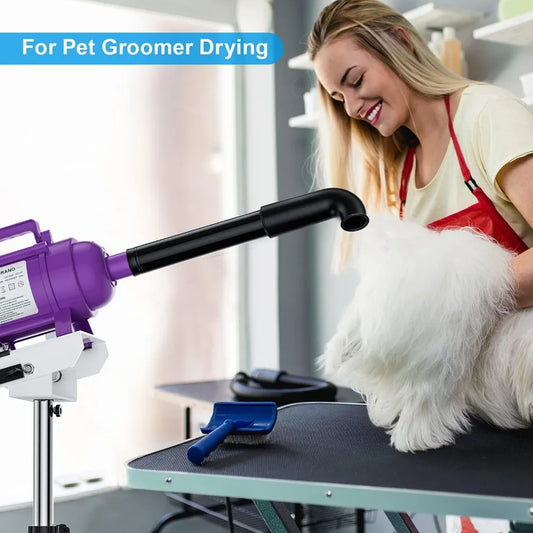Dog Dryer Stand, 4.3HP Variable Air Speed & Heat Pet Dryer with Stand, High Velocity Dog Pet Stand Grooming Dryer