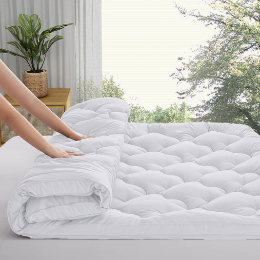 Mattress Pad Cover Cooling Mattress Topper 500gsm Mattress Cover Quilted Fitted Mattress Protector With 8-21 Inch Deep Pocket