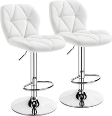 Bar Stools Set of 4, Adjustable PU Leather Swivel Barstools, Modern Counter Stools with Back and Footrest