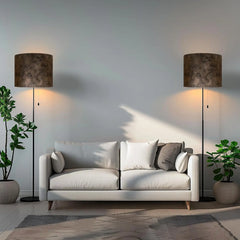 Large Lampshades Set of 2 Drum Lamp Shades 15" Top X 15" Bottom X 12" High, Large Lamp Shade Spider Fitter Brown Lampshades