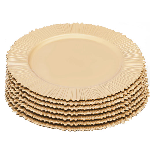 100 PCS Charger Plates Set, 13in Gold Round Dinner Plate, Plastic Decorative Service Plate Wedding Decor Table Place