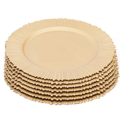 100 PCS Charger Plates Set, 13in Gold Round Dinner Plate, Plastic Decorative Service Plate Wedding Decor Table Place