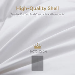 White Goose Feathers Down Comforter King Size,Premium All Season Duvet Insert,750 Fill 1200TC Power Hotel Style Bedding