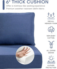 Luxury 6 Inch Outdoor Cushions 24x24 - Water&UV&Fade Resistant 1 Set Zippered Patio Furniture Cushion for Wicker Dining Rocking