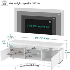 Modern 65-Inch TV Stand with LED Lights, Barn Doors & Storage – Rustic Entertainment Center