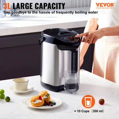 SucceBuy Hot Water Dispenser Adjustable 4 Temperatures Water Boiler and Warmer 304 Stainless Steel Countertop Water Heater 3-Way