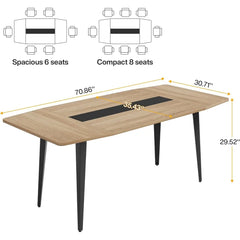 6FT Conference Table, 70.86L x 35.43W x 29.52H Inches Boat Shaped Meeting Table, Modern Seminar Table