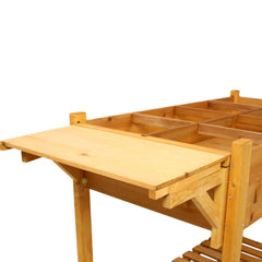 8 Pockets Horticulture Raised Garden Bed Elevated Wood Planter Box Stand with Foldable Side Table and Storage Shelf for Herb