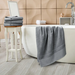Bath Towel Set 27 x 54 Soft 100% Combed Cotton 600 GSM Luxury Towels 4 Gray