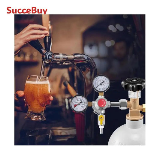SucceBuy CO2 Regulator Dual Triple Gauges with Check Valve Draft Beer Keg Homebrew CGA320 for Beer dispenser Home Bar Use