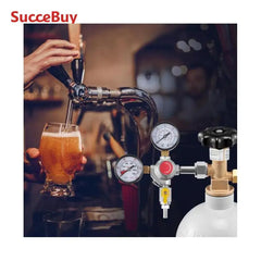 SucceBuy CO2 Regulator Dual Triple Gauges with Check Valve Draft Beer Keg Homebrew CGA320 for Beer dispenser Home Bar Use