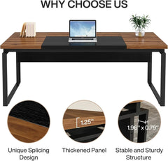 Conference Table with Splicing Board, Meeting Tables for Home Office, Business Training Seminar Table with Stylish Metal Legs