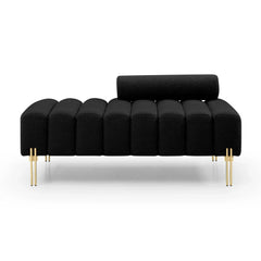 Upholstered End of Bed Bench – Modern 2-Seater Sofa Stool with Adjustable Backrest & Golden Legs