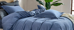 JELLYMONI 100% Washed Cotton 3 Pieces  Duvet Cover - Linen Like Textured Breathable Comforter Cover with Pillow Shams