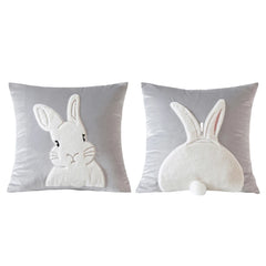 2Pcs Easter Rabbits Throw Pillow Cover 45x45cm Bunny Soft Cushion Case Plush Rabbit Embroidered Pillowcase for Sofa Home Decorat