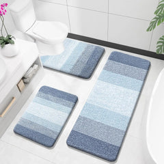 Bathroom Rugs Sets 3 Piece, Soft Absorbent Microfiber Bath Rugs and U-Shaped Contour Toilet Rug Area Rug Set