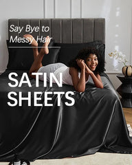 MR&HM Satin Comforter King 7 Pieces - Luxurious Pinch Pleat Bedding Set with Comforter, Flat Sheet, Fitted Sheet, Pillowcases &