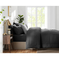 CozyLux Dark Grey California King Size Comforter Set 7 Pieces Cal King Bed in a Bag Dark Gray Bedding Sets Cali King with All Se