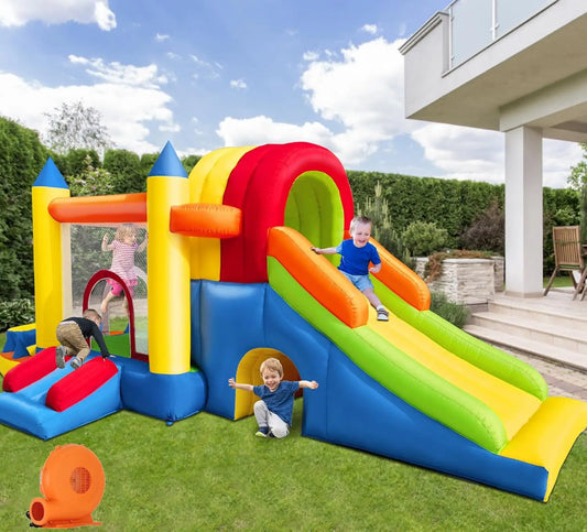 Inflatable Bounce House 8 in 1 Large Bounce Castle with Blower for Kids and Toddlers Outdoor Indoor Backyard Inflatable Bouncers