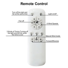 Modern 52 Inch Led Ceiling Fan With 110V 6 Speed Wind 5 Blades Remote Control Reversible DC Motor With Light