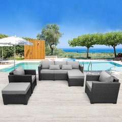 Patio Furniture Set 5-Piece Outdoor Furniture Sets Patio Couch Chairs Ottomans with Anti-Slip Cushions for Comfort and Style