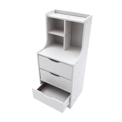 White Nightstand with 3 Drawers, Bedside Table Organizer for Bedroom & Living Room