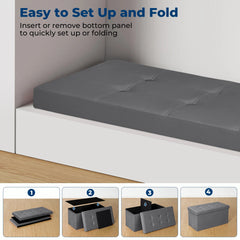 30 Inches Folding Storage Ottoman Bench Ottoman With Storage FootStool For Bedroom Living Room Holds Up To 570 Lb