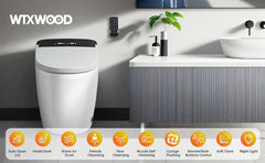Smart Toilet,One Piece Bidet Toilet for Bathroom ,Warm Water and Dry,Heated Seat,Foot Sensor and Night Light, Auto Flush