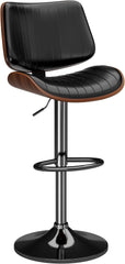 Swivel Bar Stools Set of 4, Adjustable Bentwood Barstools for Kitchen Counter, Modern PU Leather Upholstered Bar Chair